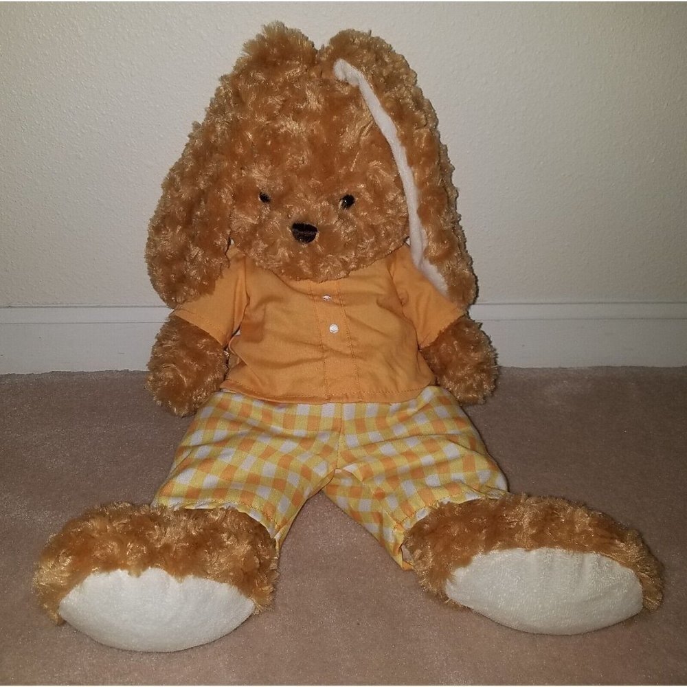Brown Bunny Rabbit Plush Stuffed Toy Walmart Orange Shirt Yellow Plaid Easter